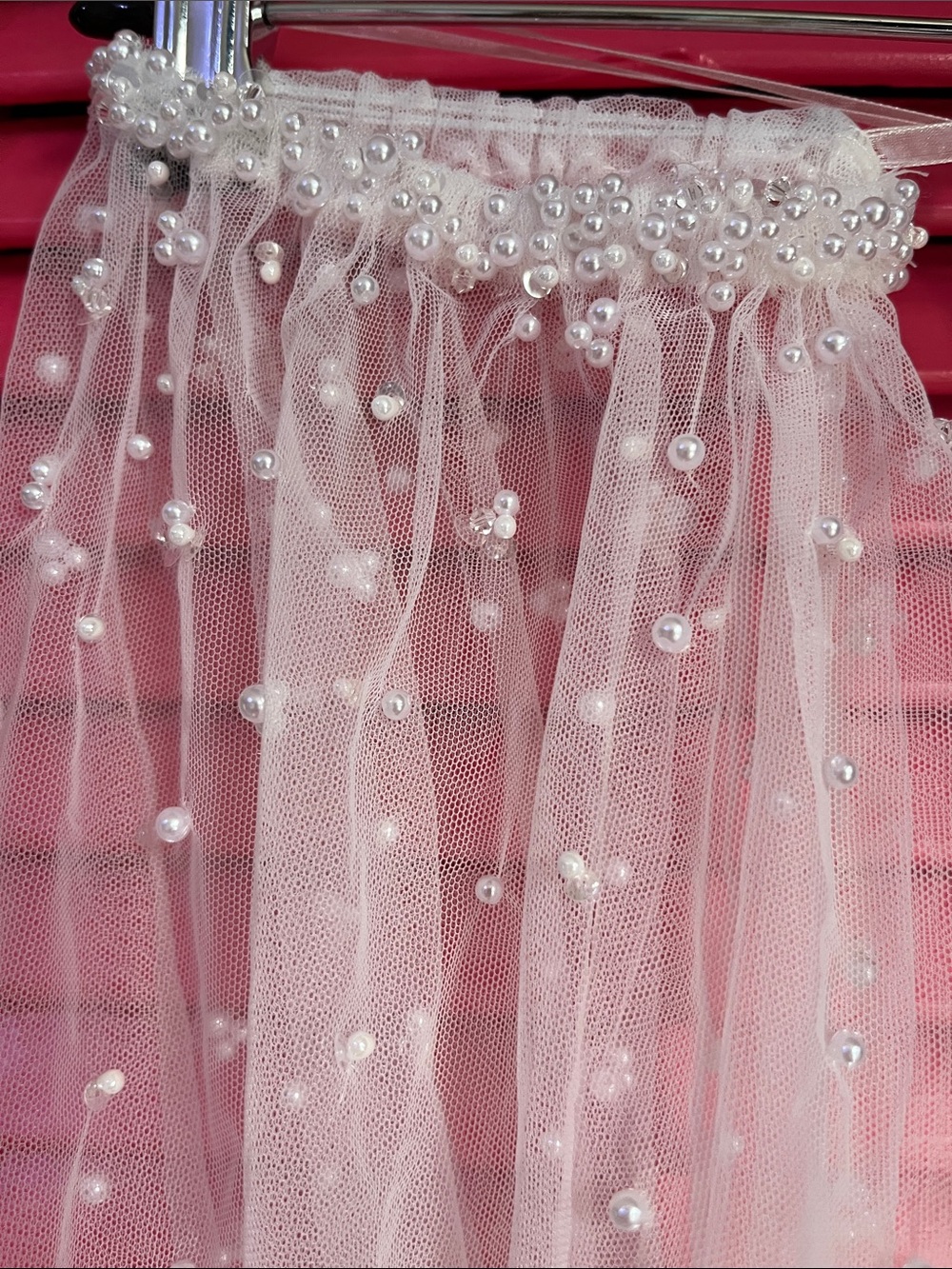 Mori Lee Sheer Pearl-Embellished Bridal Detachable Pearl button cuffed Sleeves - Picture 9 of 17